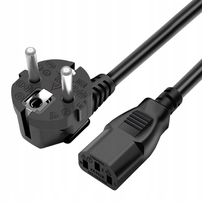 Kabel zasilający AC do zasilacza 1,8 m, 18AWG, 6A, 250V EUROPE Kabel zasilający AC do zasilacza 1,8 m, 18AWG, 6A, 250V EUROPE