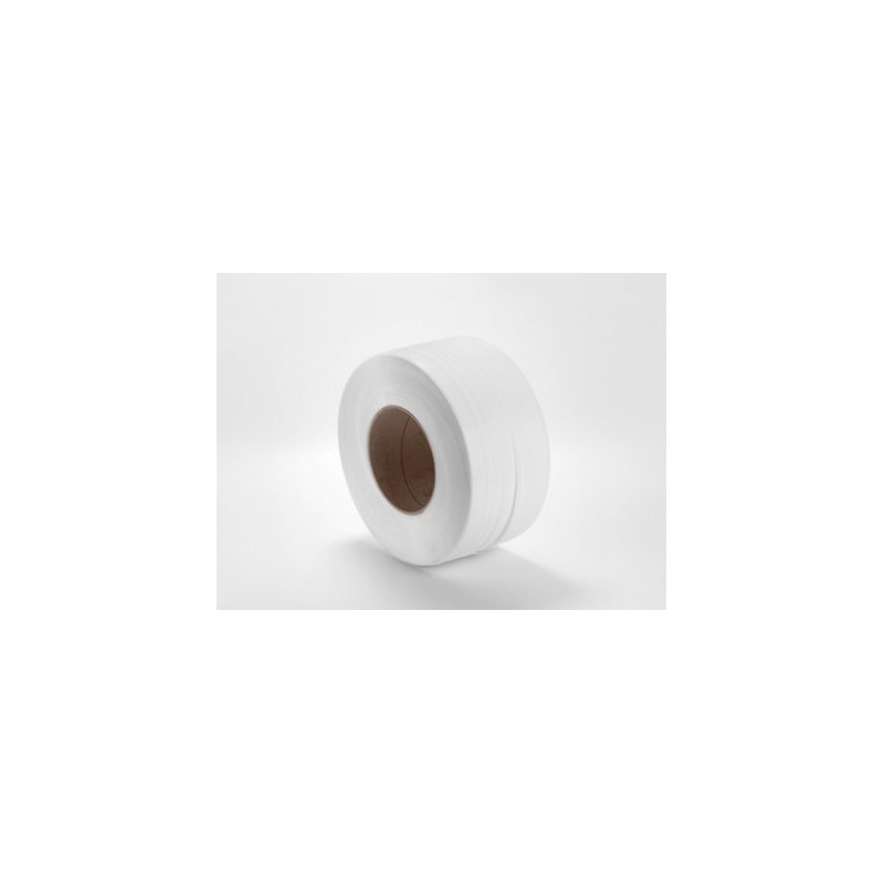 Biała taśma spinająca PP 12 x 0,55 mm o nawoju 3000 m Biała taśma spinająca PP 12 x 0,55 mm o nawoju 3000 m