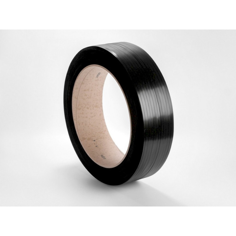 Czarna taśma spinająca PP 15 x 0,8 mm o nawoju 1500 m Czarna taśma spinająca PP 15 x 0,8 mm o nawoju 1500 m