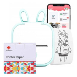 Mini drukarka etykiet Phomemo T02 zielona 203dpi do 50mmm / Bluetooth + RABBIT z taśmami