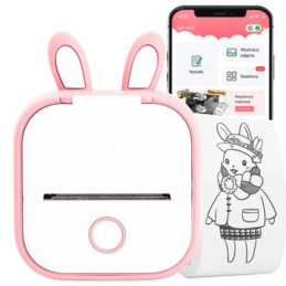 Mini drukarka etykiet AIMO Phomemo T02 RABBIT różowa 203dpi do 50mm Bluetooth